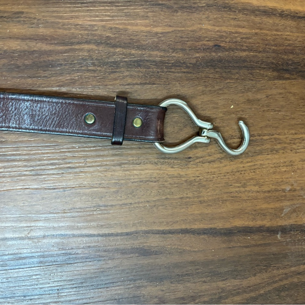 Tory Burch Dark Brown Leather Belt with Hook Clasp